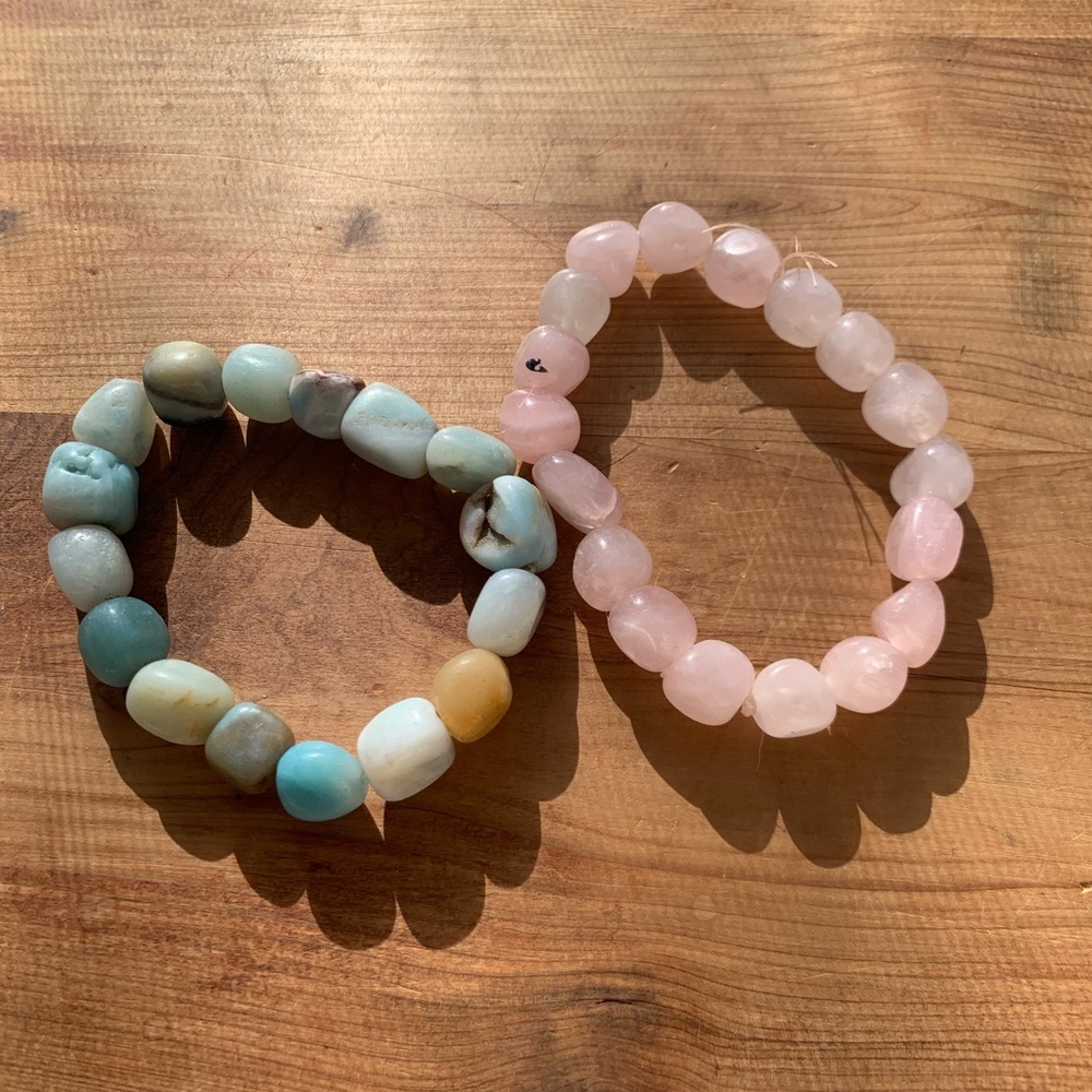 Crystal bracel set - rose quartz & amazonite
